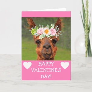 Cartes Pour Fêtes Annuelles Funny Llama Flower Tiara Saint Valentin