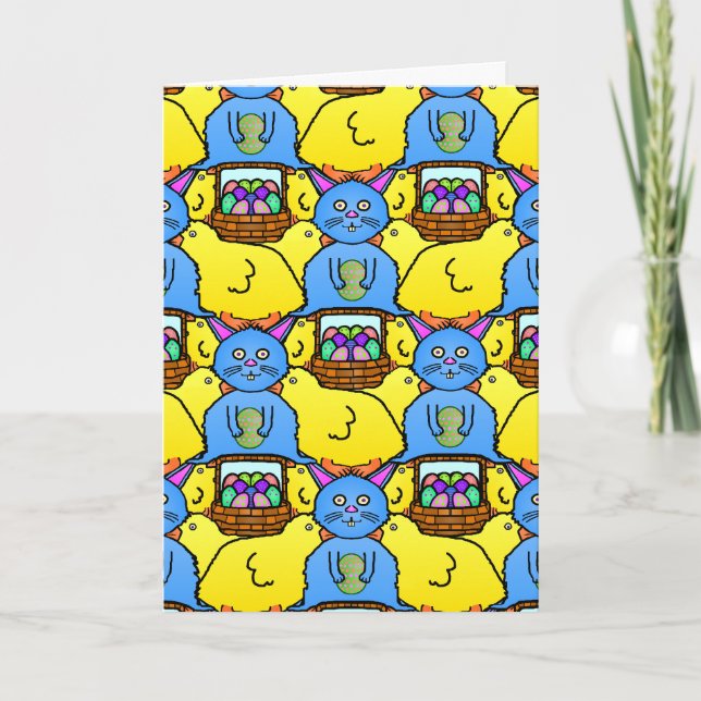 Cartes Pour Fêtes Annuelles Funny MC Easter Bunny Chicks Tessellation Motif (Devant)