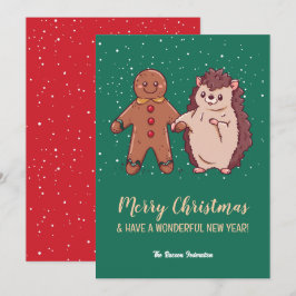 Cartes Pour Fêtes Annuelles Funny mignon Hérisson Joyeux Noël Bonne année