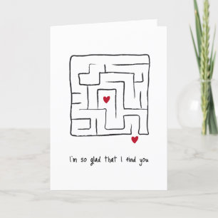 Cartes Pour Fêtes Annuelles Funny Mignonne dessinée à la main Maze Valentine's