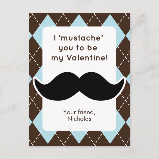 Cartes Pour Fêtes Annuelles Funny Mustache Classe Valentines (Devant)