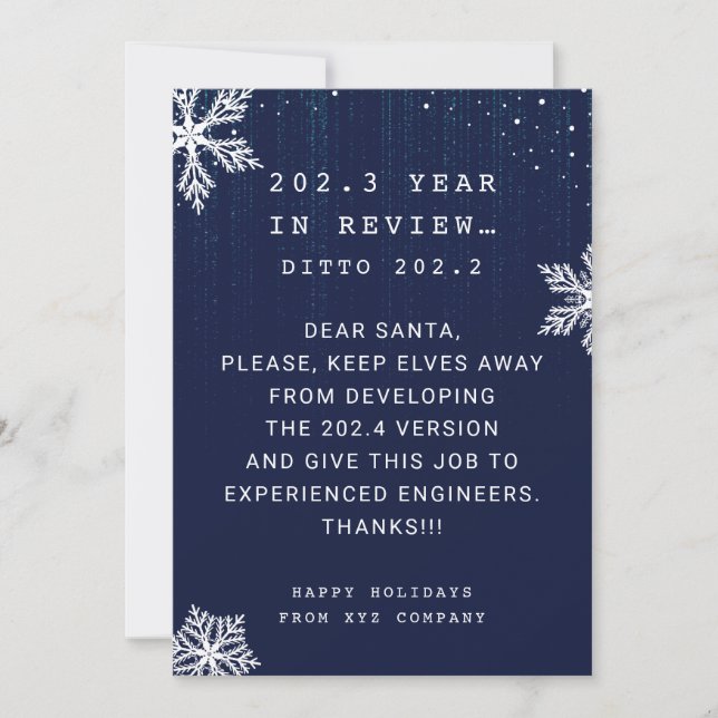Cartes Pour Fêtes Annuelles Funny Noël dans Review Programmer Company (Devant)