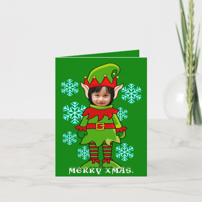 Cartes Pour Fêtes Annuelles Funny Noël personnalisées elf photo (Devant)