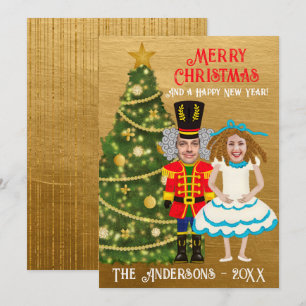 Cartes Pour Fêtes Annuelles Funny Nutcracker & Clara Ajouter Votre Visage Noël