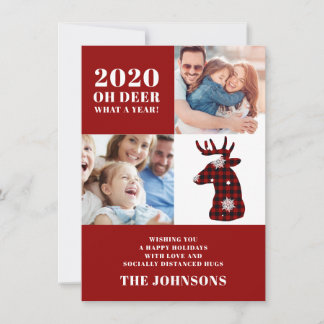 Cartes Pour Fêtes Annuelles Funny Oh Deer Plaid Snowflakes Photo Collage