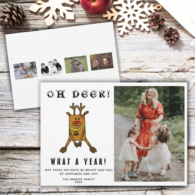Cartes Pour Fêtes Annuelles Funny Oh Deer What a Year 2020 Photo (Créateur téléchargé)