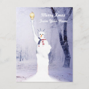 Cartes Pour Fêtes Annuelles Funny Patriotique Américain bonhomme de neige noël