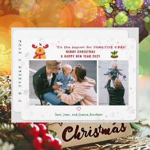 Cartes Pour Fêtes Annuelles Funny Pawsitive Rudolph 2 Photos Minimaliste Moder