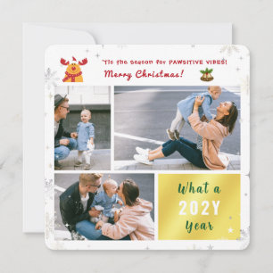 Cartes Pour Fêtes Annuelles Funny Pawsitive Rudolph Neige 3 Photos Moderne Cut