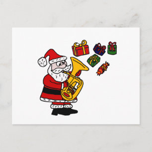 Cartes Pour Fêtes Annuelles Funny Père Noël Jouer Tuba Art de Noël