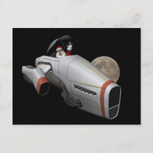 Cartes Pour Fêtes Annuelles Funny Père Noël Volant Un Appareil Spacecraft