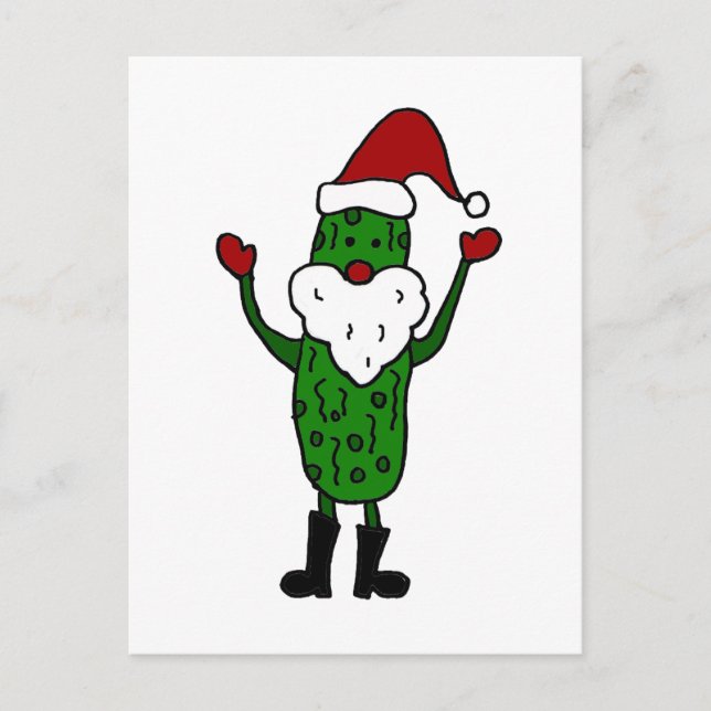 Cartes Pour Fêtes Annuelles Funny Pickle Père Noël Design de Noël (Devant)