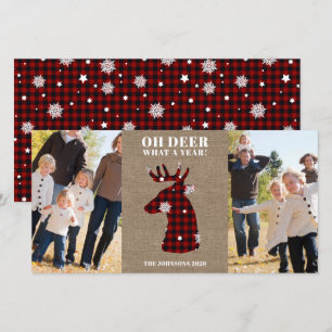 Cartes Pour Fêtes Annuelles Funny Plaid Snowflake Oh Deer Photo