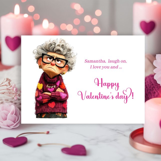 Cartes Pour Fêtes Annuelles Funny Quirky Grumpy Lady Valentine’s Day Card (Funny Quirky Grumpy Lady Valentine’s Day Card)