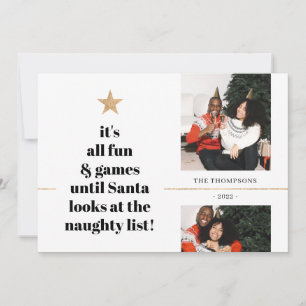 Cartes Pour Fêtes Annuelles Funny Quote Family Photo Minimalist Gold Glitter