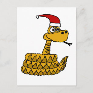 Cartes Pour Fêtes Annuelles Funny Rattlesnake in Santa Hat Art de Noël