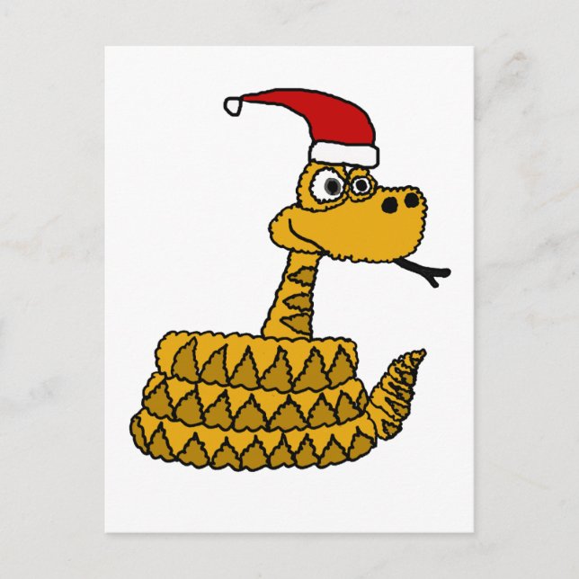 Cartes Pour Fêtes Annuelles Funny Rattlesnake in Santa Hat Art de Noël (Devant)