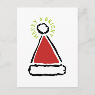 Cartes Pour Fêtes Annuelles Funny Red Santa Chapeau Merry & Bright Typographie
