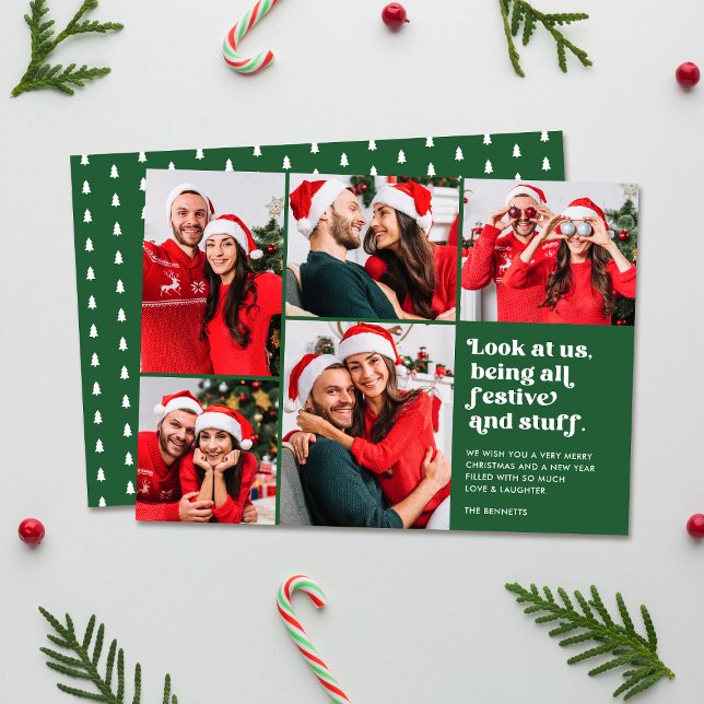 Cartes Pour Fêtes Annuelles Funny Regardez-nous 5 Collage photo Noël (Créateur téléchargé)