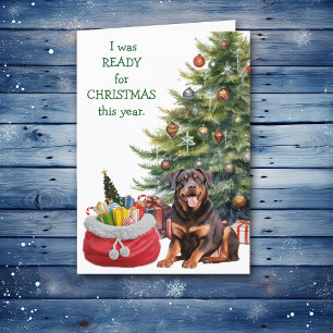 Cartes Pour Fêtes Annuelles Funny Rottweiler Chien prêt pour Noël