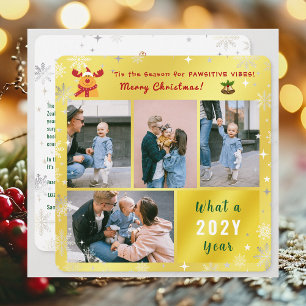 Cartes Pour Fêtes Annuelles Funny Rudolph 4 Photos Collage Mignonne Élégant
