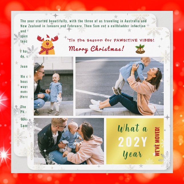 Cartes Pour Fêtes Annuelles Funny Rudolph Nouveau Accueil Mignonne Moderne Gol (Funny Rudolph Pawsitive Vibes Christmas card. 3 photos. We've moved. Letter. Elegant, modern. Snow)