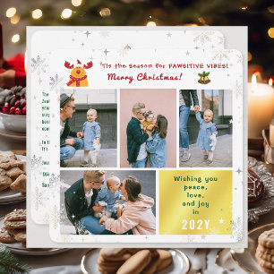 Cartes Pour Fêtes Annuelles Funny Rudolph Peace Love Joy Modern Photo Collage