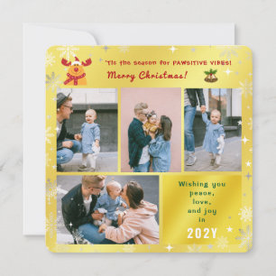 Cartes Pour Fêtes Annuelles Funny Rudolph Peace Love Joy Photos Elégant Golden