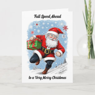 Cartes Pour Fêtes Annuelles Funny Running Père Noël
