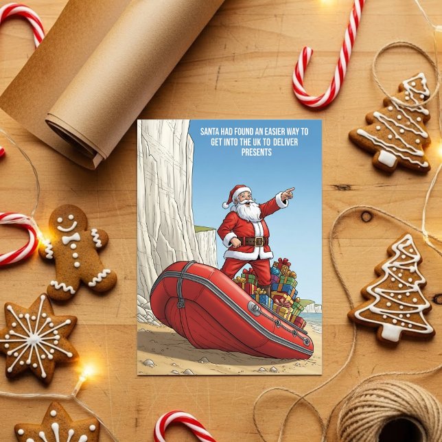 Cartes Pour Fêtes Annuelles Funny Santa Dinghy Christmas  (Créateur téléchargé)