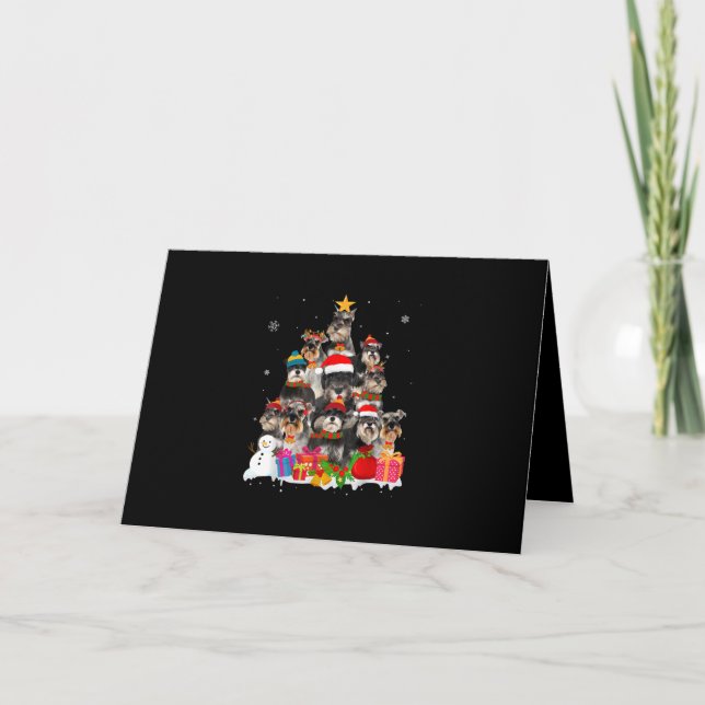 Cartes Pour Fêtes Annuelles Funny Schnauzer Christmas Tree Pet Amoureux des ch (Devant)
