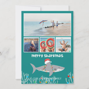Cartes Pour Fêtes Annuelles Funny Shark Photo Christmas Flat Holiday Card