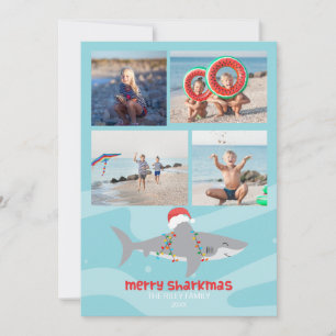 Cartes Pour Fêtes Annuelles Funny Shark Photo Christmas Flat Holiday Card