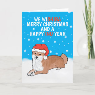 Cartes Pour Fêtes Annuelles Funny Shiba Inu Chien Pun Joyeux Noël 