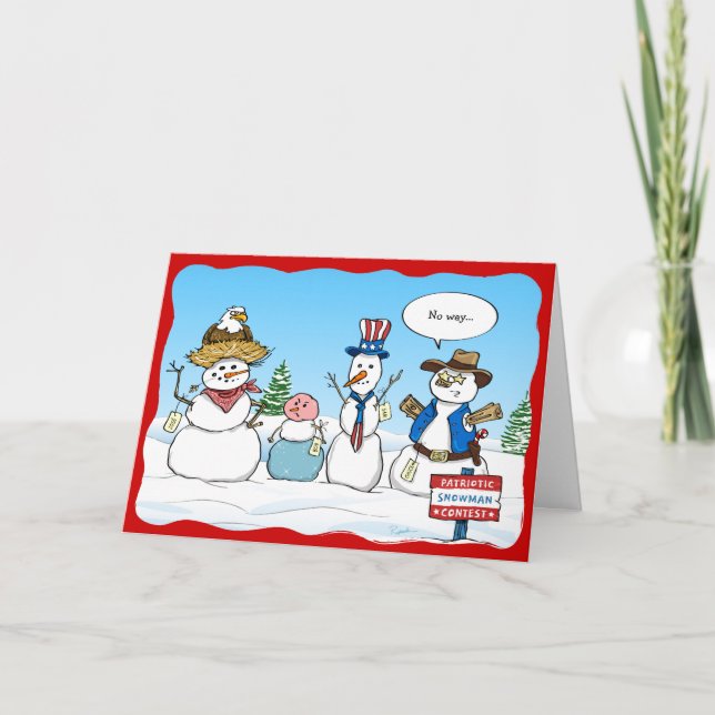 Cartes Pour Fêtes Annuelles Funny Snowman Noël patriotique (Devant)