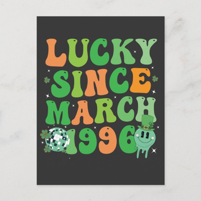Cartes Pour Fêtes Annuelles Funny St Patrick's Day Lucky depuis mars 1996 (Devant)