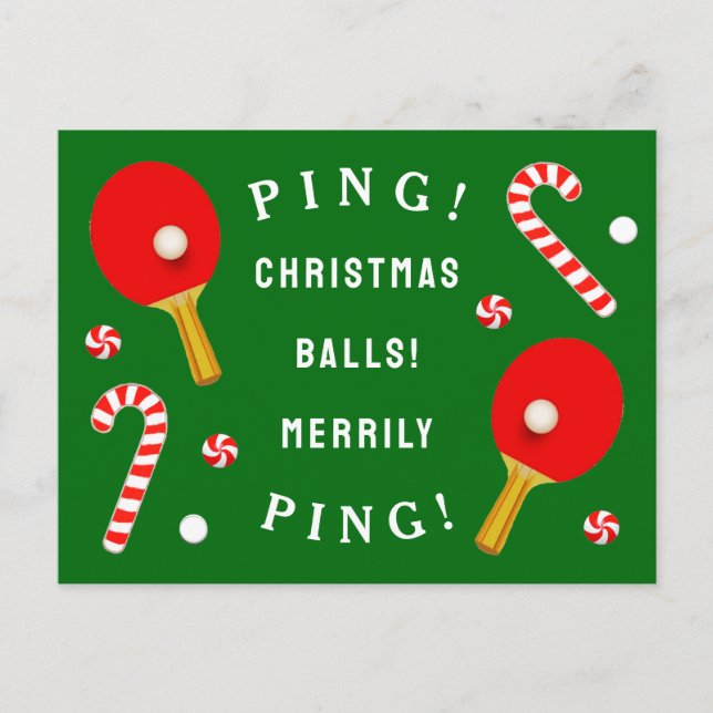 Cartes Pour Fêtes Annuelles Funny Tennis de table Noël (Devant)