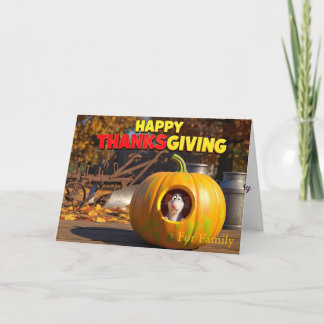 Cartes Pour Fêtes Annuelles Funny Thanksgiving Card avec Rat et Citrouille