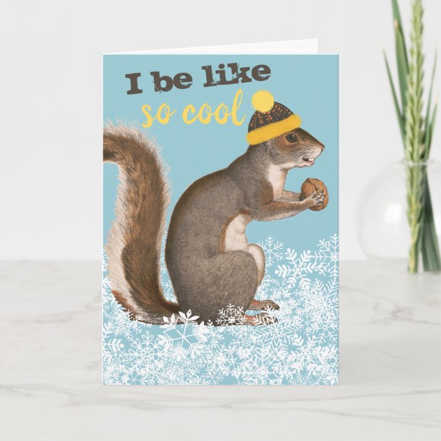 Cartes Pour Fêtes Annuelles Funny tricot d'écureuil crochet fait main Noël (Devant)