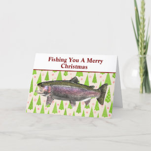 Cartes Pour Fêtes Annuelles Funny Truite Pêche Pun Noël Festif Personnalisé