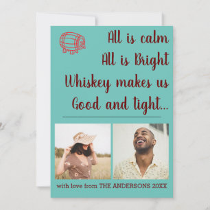 Cartes Pour Fêtes Annuelles Funny Turquoise Whiskey Christmas Photo Collage