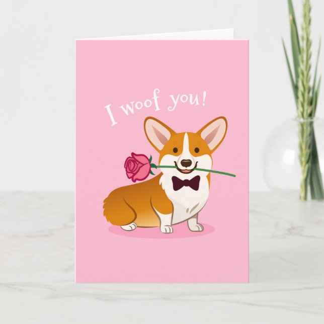 Cartes Pour Fêtes Annuelles Funny Valentine's Day Card - I Woof You Card (Devant)