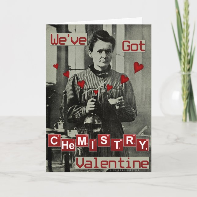 Cartes Pour Fêtes Annuelles Funny Valentine's Day Marie Curie Chemistry (Devant)