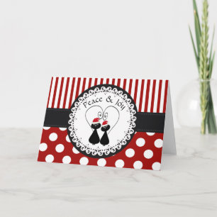Cartes Pour Fêtes Annuelles Funny whimsical Christmas cat couple pattern