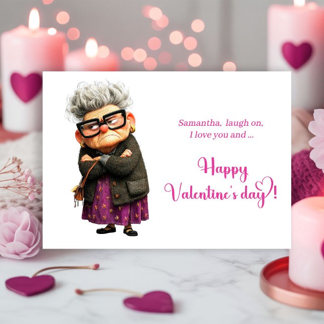 Cartes Pour Fêtes Annuelles Funny Whimsical Grumpy Lady Valentine’s Day Card (Funny Whimsical Grumpy Lady Valentine’s Day Card)