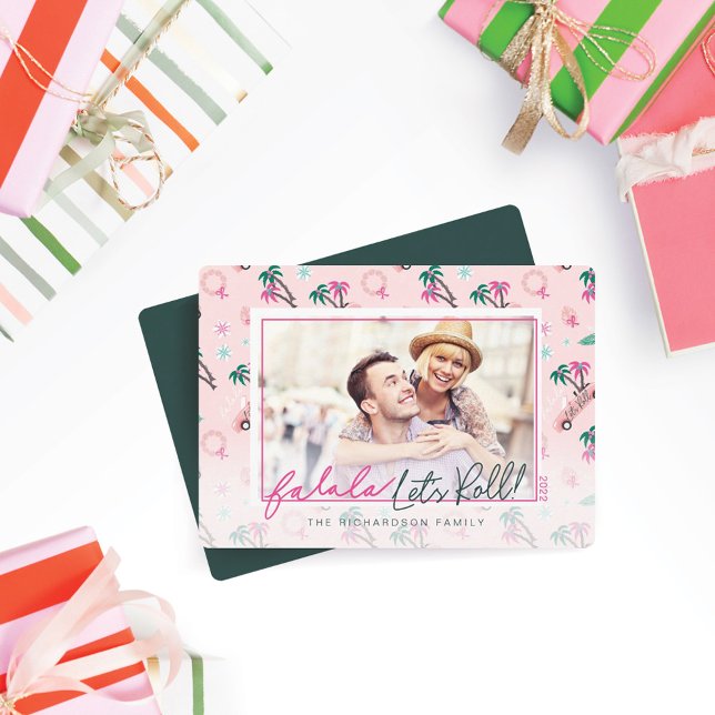 Cartes Pour Fêtes Annuelles FunTropical Christmas Fa la Let's Roll Photo (Créateur téléchargé)
