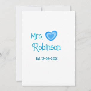 Cartes Pour Fêtes Annuelles Future mariée Mme ajouter nom date cœur bleu aquar