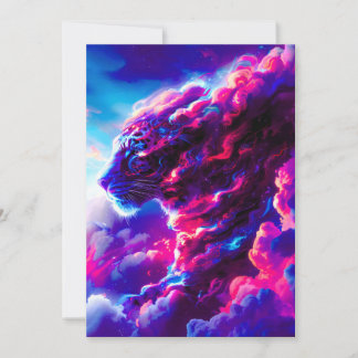 Cartes Pour Fêtes Annuelles Futuristic Cosmic Neon Leopard 