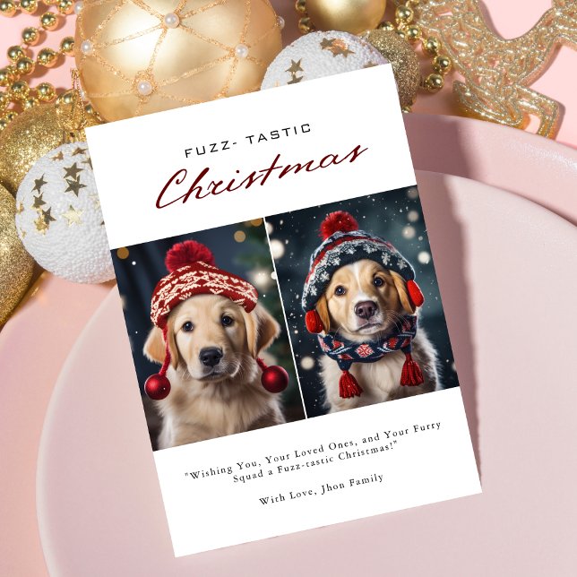 Cartes Pour Fêtes Annuelles Fuzz-Tastic | Christmas Pet Dog Photo Collage (Créateur téléchargé)