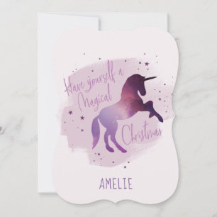 Cartes Pour Fêtes Annuelles Galaxie magique de Noël licorne